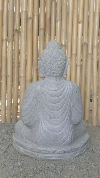 Product image 4 of the product “Seated Buddha made of Riverstone in Bhumisparsha - gesture of touching the earth. 61 cm height. ”
